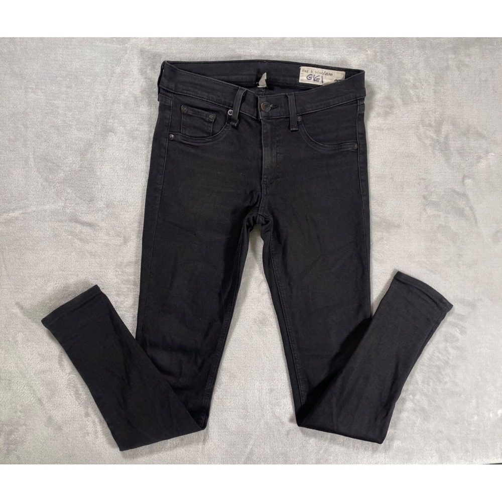 Rag & Bone Gigi Jeans Women's 27 Black Mid Rise Skinny Stretch Made in USA